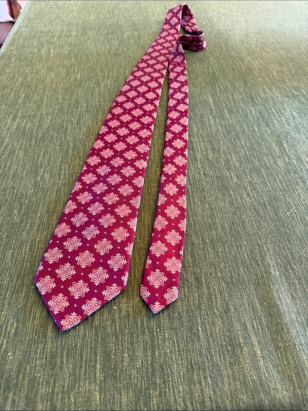 Robert Talbott Extra Long Burgundy Silk Tie with Light Pattern